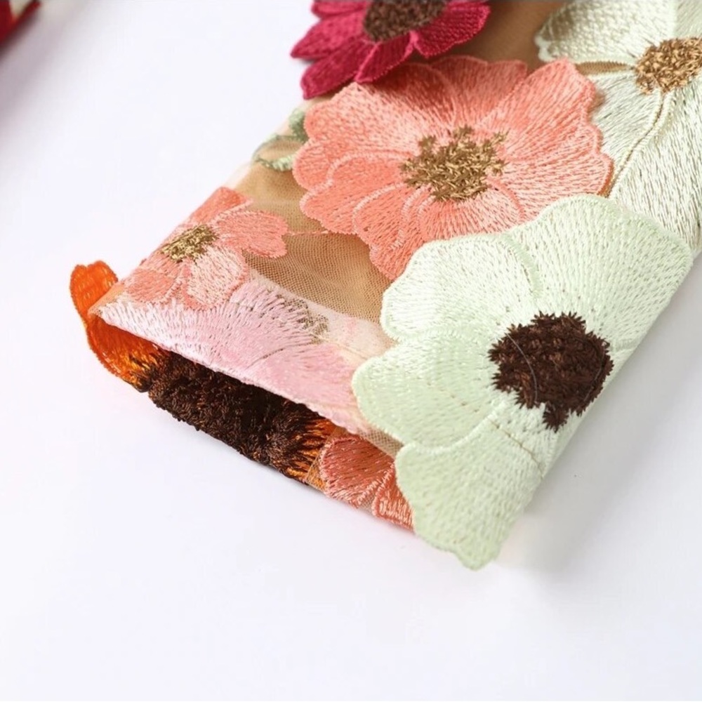 Vibrant Floral Embroidered Mini Dress - Picture 10 of 16